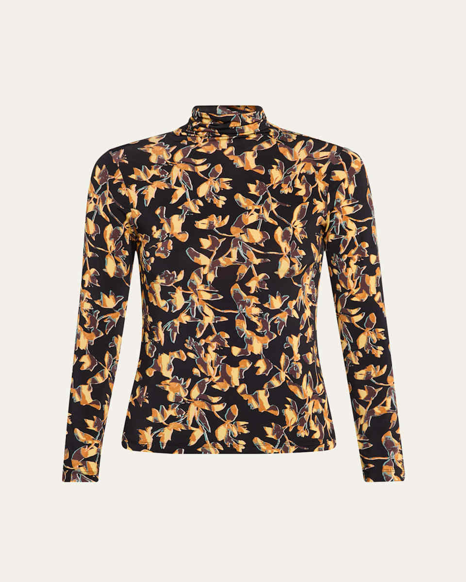 Aurelia Floral Jersey Turtleneck Top